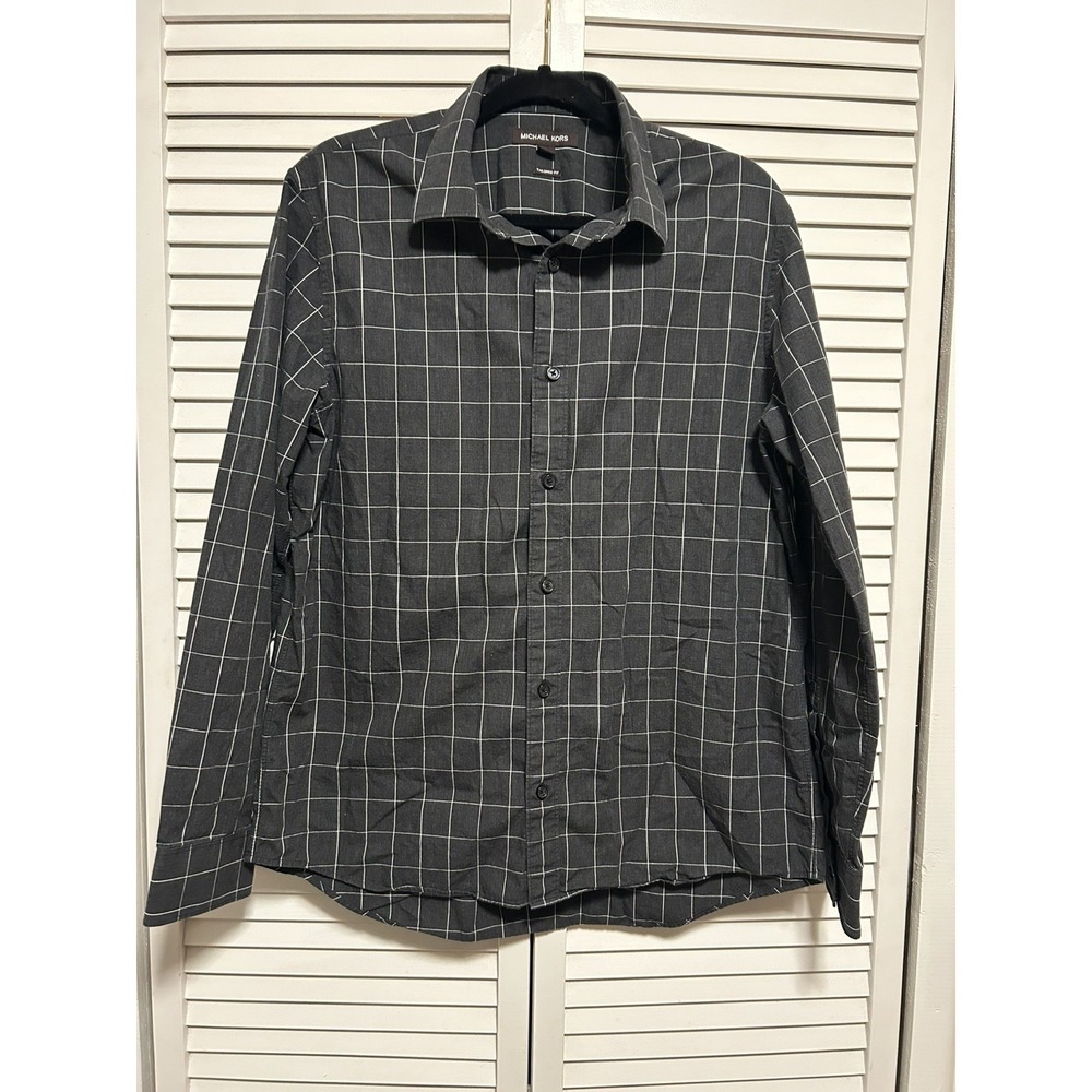 Michael Kors Tailored Fit Button Down Shirt Grey Sz L